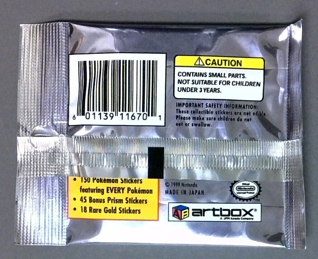 1999 Artbox Pokémon Stickers Series 1 Factory Sealed Booster Pack - Picture 2 of 2