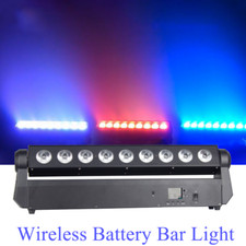 9x18W RGBWAUV 6in1 Battery Powered Wireless DMX LED Wall Washer Bar Moving Head