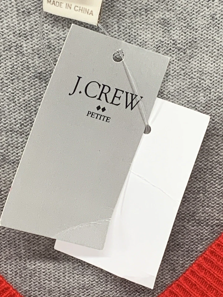 J. Crew Women Petite Gold Polka Dot Red Gray Back V-Neck Pullover Sweater Size S - Image 4 of 4