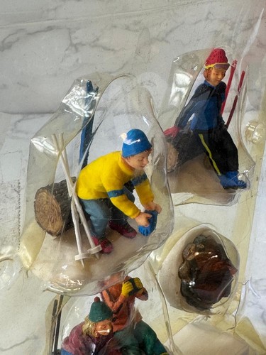 LEMAX Skiers Camp Fire Lighted Holiday Village Train Accent Set Of 4 - Picture 5 of 7
