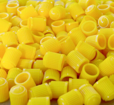 Yellow Tire Valve Caps - Plastic - Sets of 10, 25, 50 or 100 - Universal