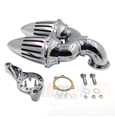 Chrome Air Cleaner Double Bullet For Harley CV Carb DELPHI V-TWIN EFT 