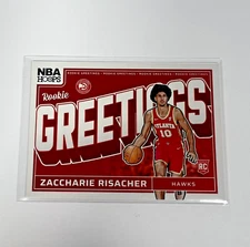 2024-25 Panini NBA Hoops Zaccharie Risacher #15 Rookie Greetings (RC) Hawks