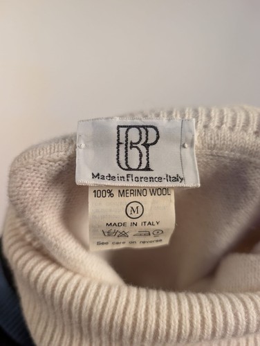 MAGLIONE VINTAGE DI DESIGN BIANCO LANA COLLO TARTARUGA MADE IN ITALY - Foto 3 di 3