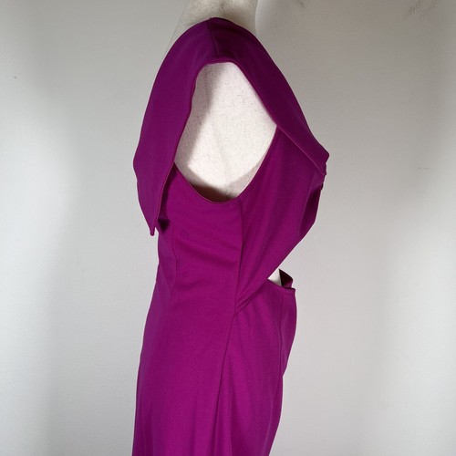 Lulu's Keep You Out Twist Front Dress Size Large NWT Cutout Midi Length Magenta - Picture 12 of 14