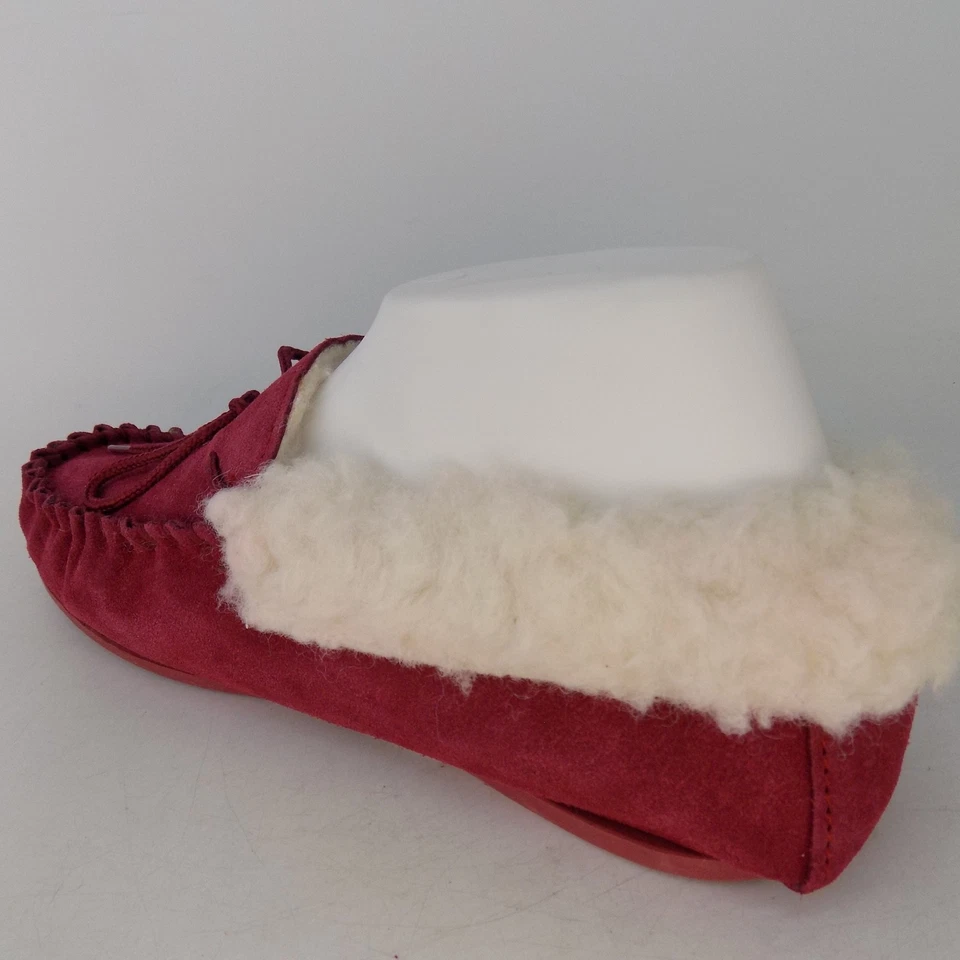 Zapatillas cómodas genuinas hechas a mano mocasín zapatos para mujer talla 7,0 M, gamuza roja Foto 4 de 4