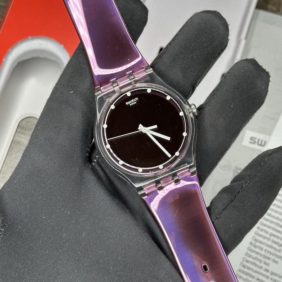 NEW✅ Swatch Originals ROSEGARI Pink Shiny Silicone Women's Watch 41mm SUOK125 - image 2 of 4