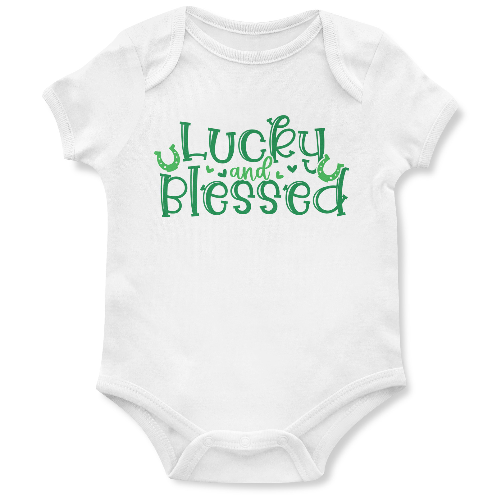 St Paddys Day Mädchen Strampler Lucky and Blessed Baby Geschenk Patricks irisches Kleeblatt