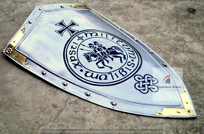 28'' Medieval Shield Steel Warrior Knight Battle Armor Templar Shield HTS04