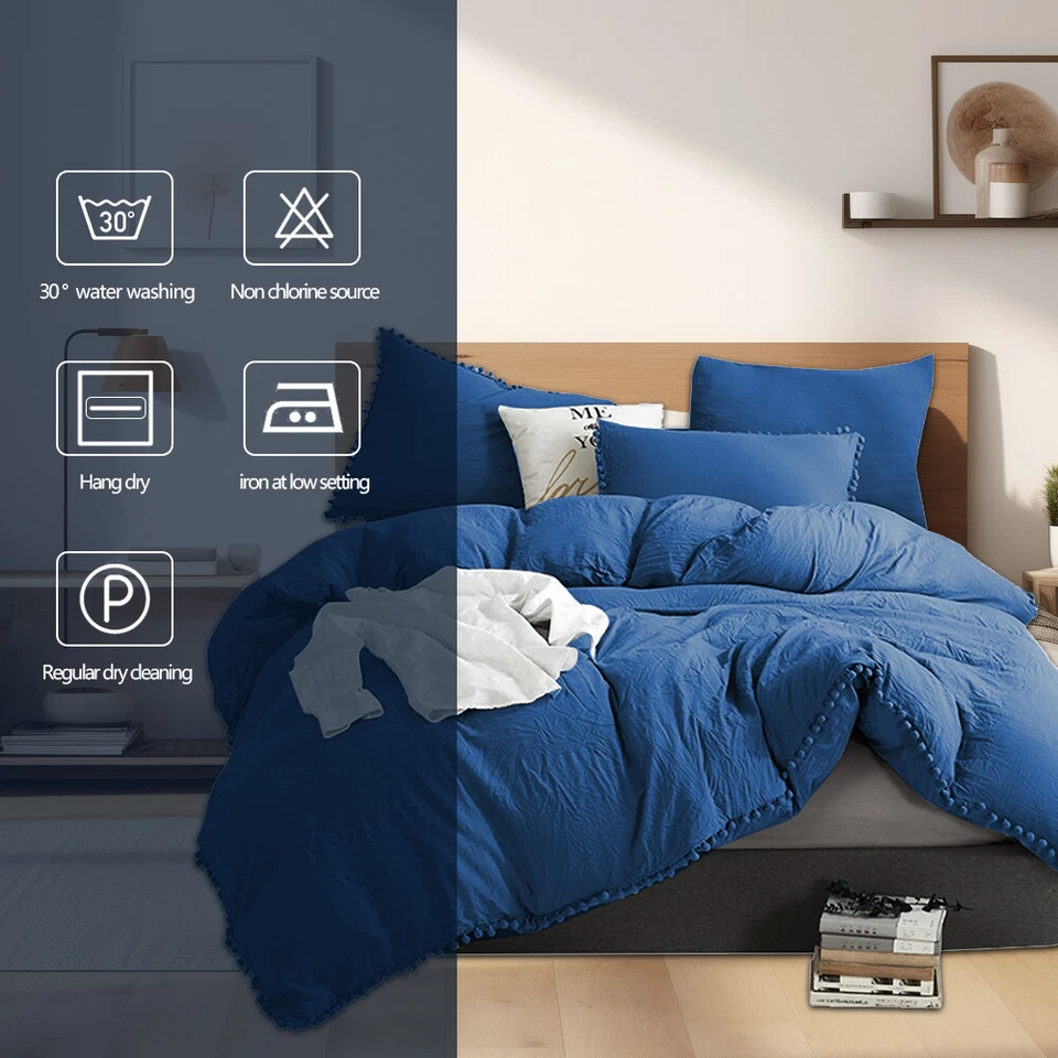 Blue Duvet Cover 2/3 Pcs Soft Bedspread Soft Duvet Bedding Sets Twin-King Size - Image 3 of 4