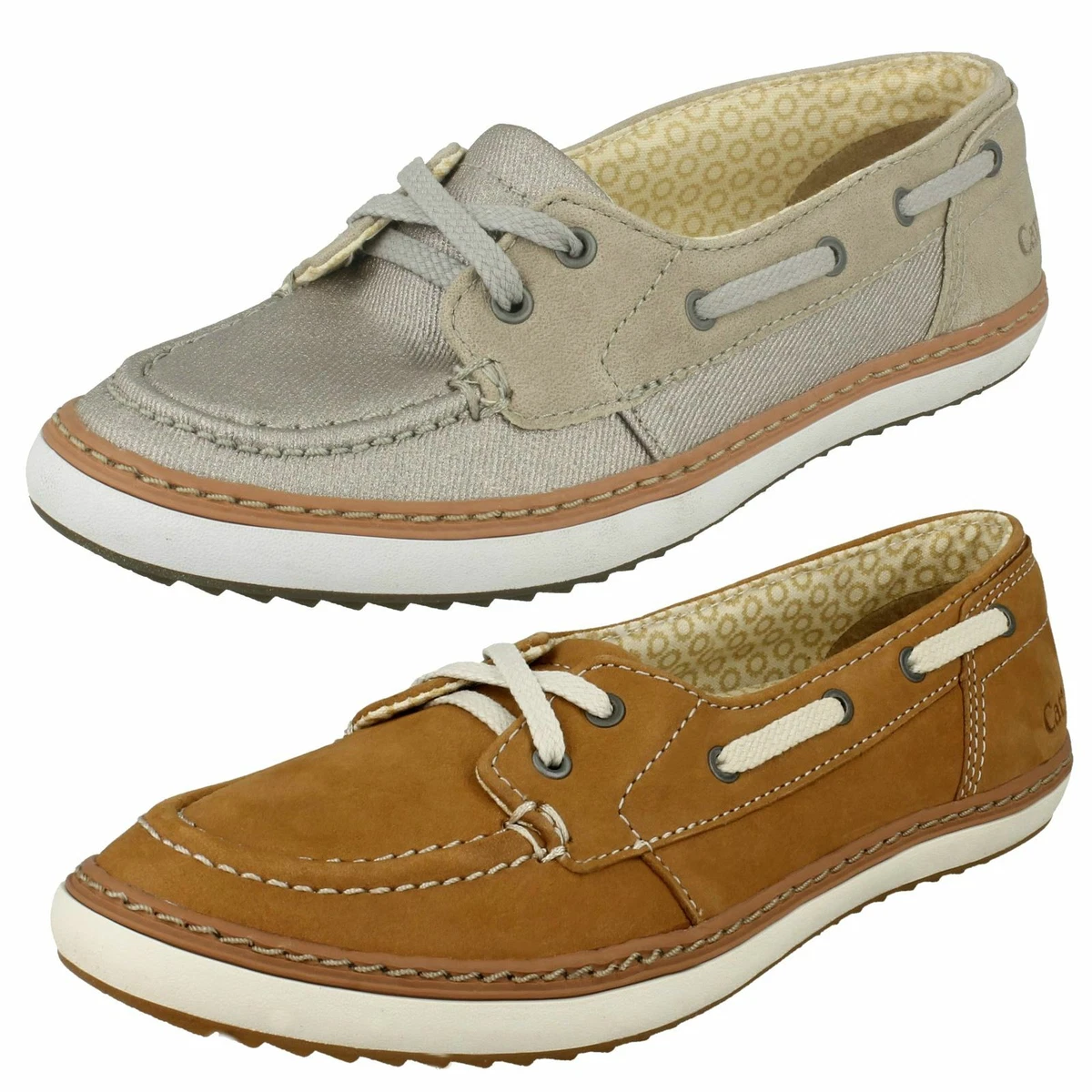 Ladies CAT Casual Flat Lace Up Shoes Luster