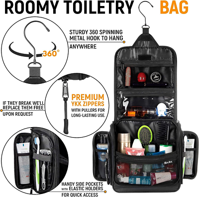 Travel Toiletry Bag for Men and Women - Large Hanging Organizer - Hygiene | eBay Travel Toiletry Bag for Men and Women - Large Hanging Organizer - Hygiene | eBay
