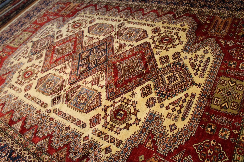 10' X 14' KAZAK DESIGN RUG HANDMADE HAND KNOTTED VEGETABLE DYED RED JEWEL COLOR - Image 4 of 4