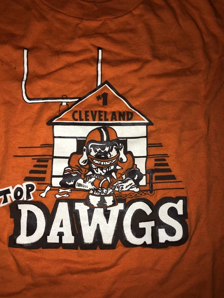 De colección Cleveland Browns Años 80’s Puntada Única Nuevo Antiguo Stock Naranja Talla Pequeña Foto 2 de 4