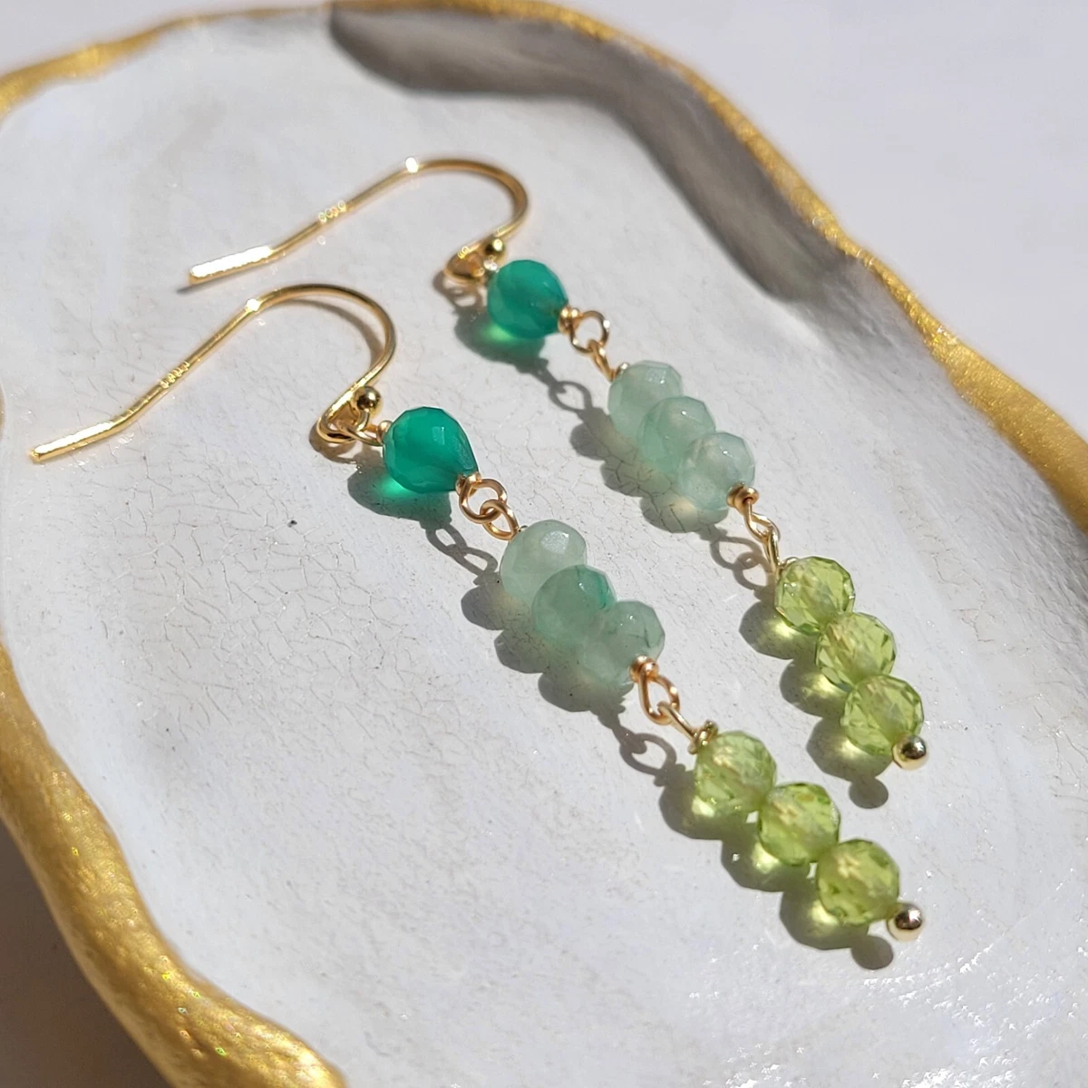 Boucles D'oreilles Dormeuses En Argent Sterling - Perles De Culture Et Péridot - Marque Rose-Mimosa