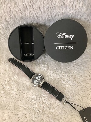 CITIZEN ディズニーコラボ ブラックレザー腕時計 Citizen Disney's Mickey Mouse Black Leather Watch | eBay