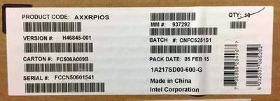 Intel AXXRPIOS I/O Shield Spare. New Bulk Packaging