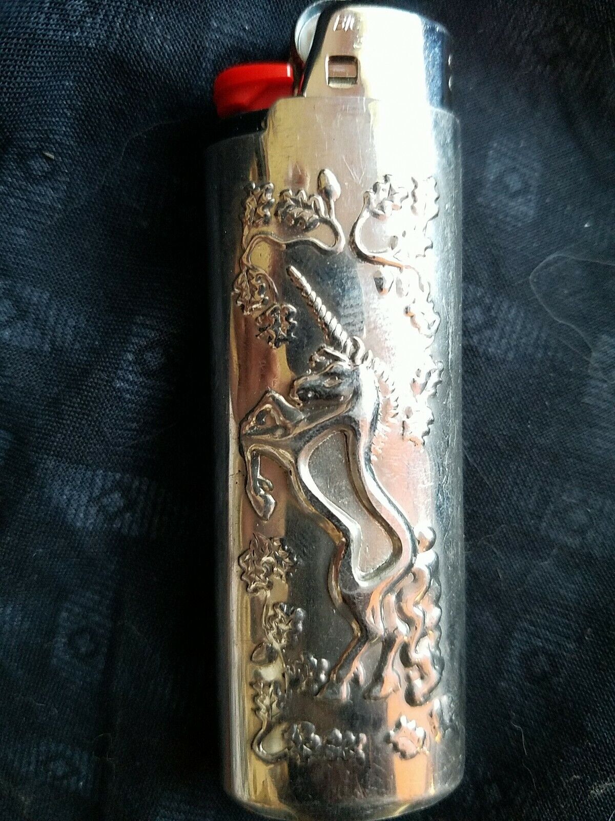 Vtg Unicorn Lighter Case Cover70s Western Silver Holder Sleeve Retro old for Bic. Available Now for 12.88
