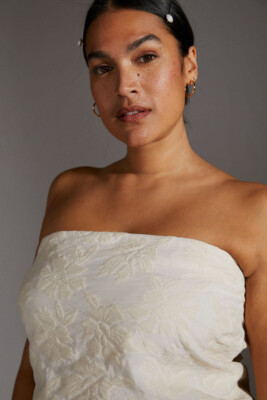 anthropologie mini wedding dress Anthropologie BHLDN V-Neck Tulle Rosette Mini Dress White size Small NWT NEW