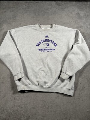 VINTAGE Northwestern Wildcats Sweater Adult Large Gray Adidas Sweatshirt Y2K