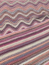Missoni Zig Zag Stripe Pinks Purples Wool Blend Metallic Gold Silver Scarf