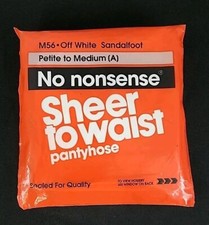 No Nonsense Sheer to Waist Pantyhose Vtg Sandalfoot OFF WHITE Sz Petite To...