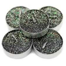 15 x Sparkling Black Glitter TEA LIGHTS CANDLE SPECIAL OCCASION SMART PARTY GIFT