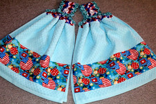 2 Double Crochet Premium Large Hanging Kitchen Towels  PATRIOT LANTERNS