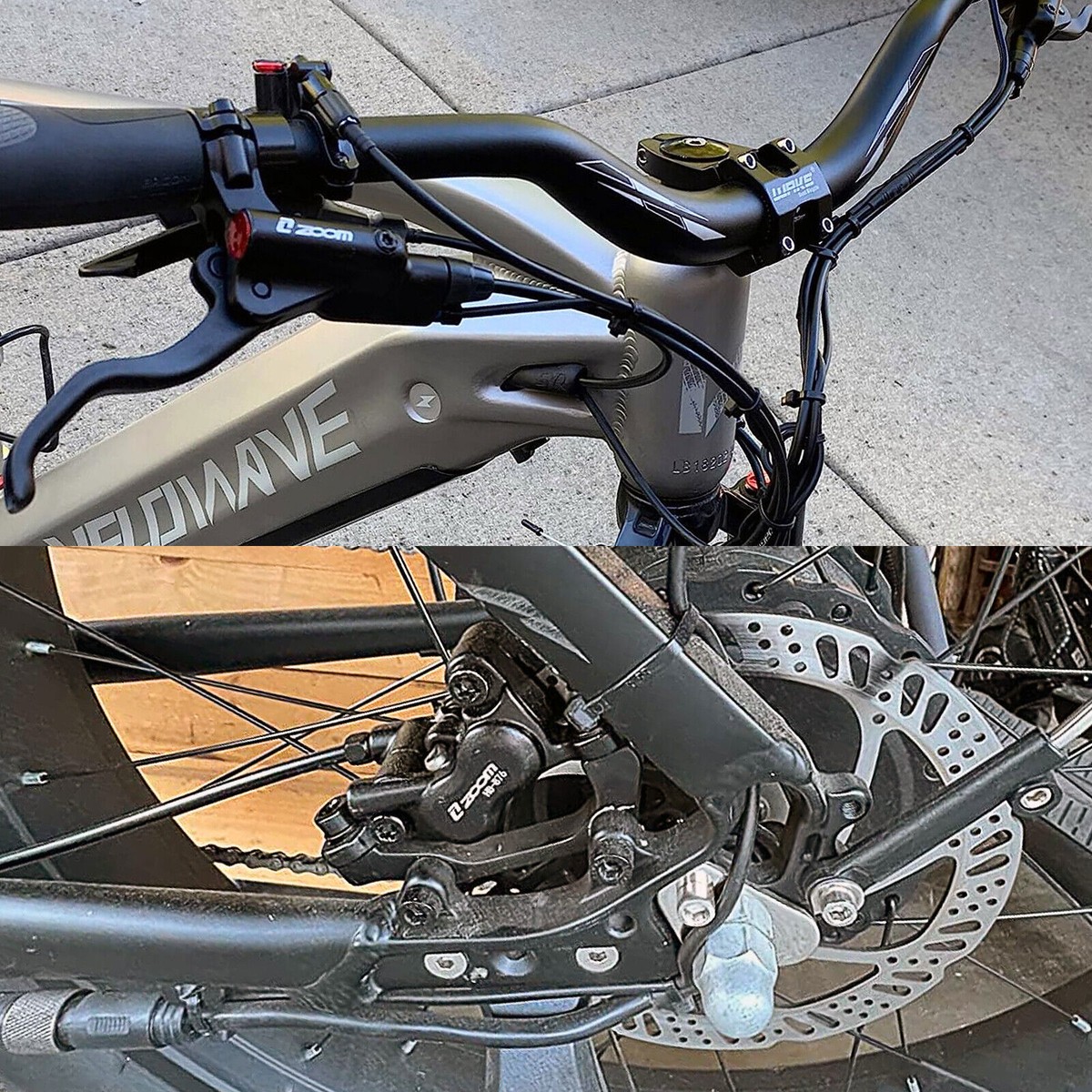 ZOOM Ebike Hydraulisches Scheibenbremsen-Set H876E - 4-Kolben, Mit 2-PIN Sensor, Inkl. 160mm/180mm Rotoren & Adapter