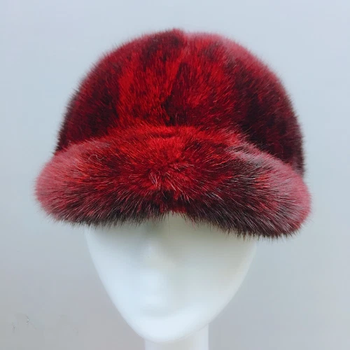 Echtes Nerz Pelz Herren Damen flache Mütze Winter warm Baseballkappe Schirmmütze Straße Hip Hop - Bild 12 von 29