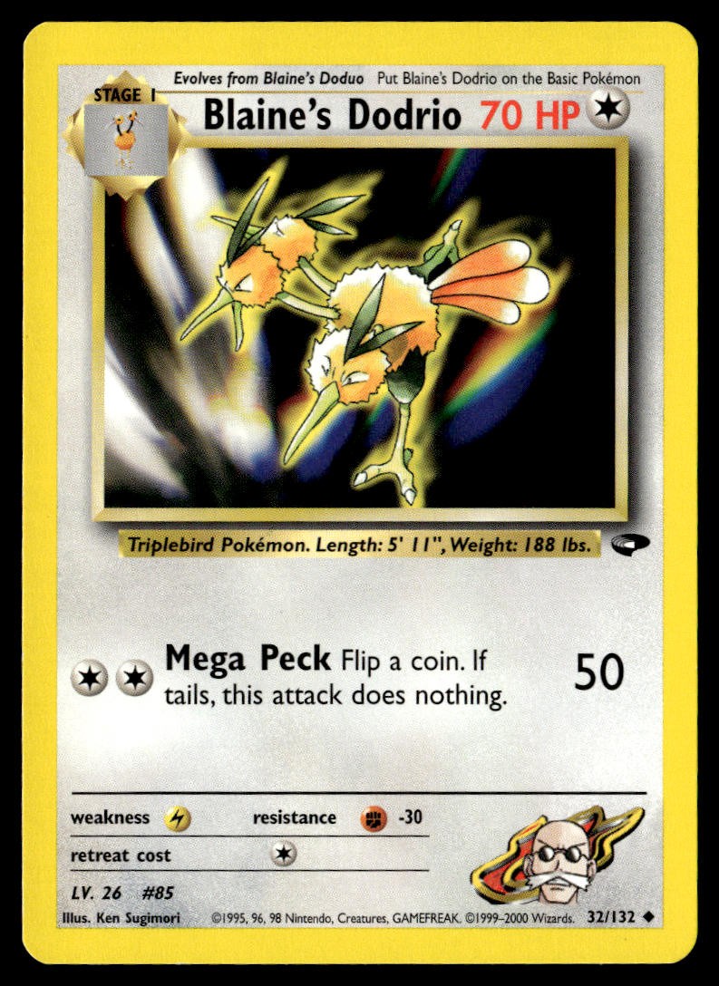 Blaine's Dodrio 32/132 Uncommon Gym Challenge Pokemon 2000