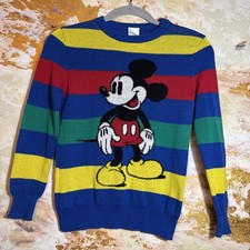 Mickey Mouse Disney Kids Small Sweater Blue Colorful Graphic Pullover Cotton