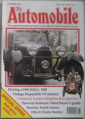 The Automobile magazine November 1996 featuring Bentley, Hupmobile, HRG