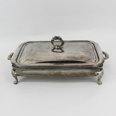#ad #ad Vtg Marinex Glass Casserole Dish In Silver Plated Stand With Lid And Handles $35.19