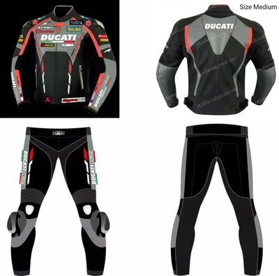 Homme Ducati cuir combinaison moto tenue sport armure protection renforcée CE - Photo 1/2
