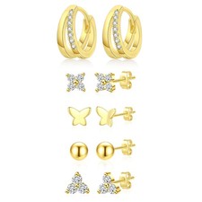 FUNEIA Small Gold Hoop Earrings for Women Trendy Silver 14K Gold Plated Hypoa...
