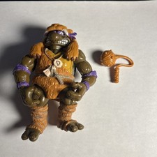 1993 VTG Playmates TMNT Ninja Turtles Cave Man Don With Hat And Weapon rare HTF