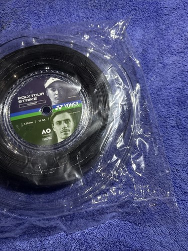 Corda da tennis Yonex PolyTour Strike 17, 1.20. Mulinello nero. 200 m/656 piedi 120. Nuovo - Foto 11 di 18