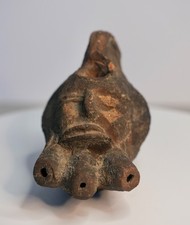 Ancient Greco-Roman Terracotta Oil Lamp with Satyr Face, 100 BC-300 AD
