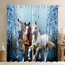 Boys Horse Curtains Cherry Blossom Branches 42"W x 63"L Pack of 2 Multi 26