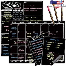 Magnetic Planner Set W/ Erasable Surface Neon Markers Home Organization New