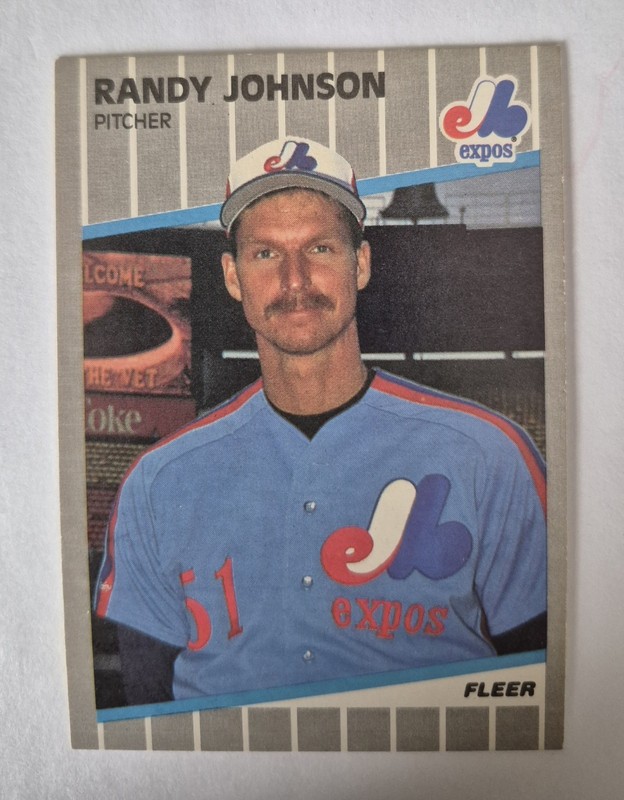 Randy Johnson Baseball card 1989 Fleer, ungraded, yet level 10, no Marlboro ad