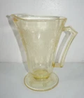 Vintage Hazel Atlas Florentine Yellow Depression Glass Footed Pitcher No. 2 28oz
