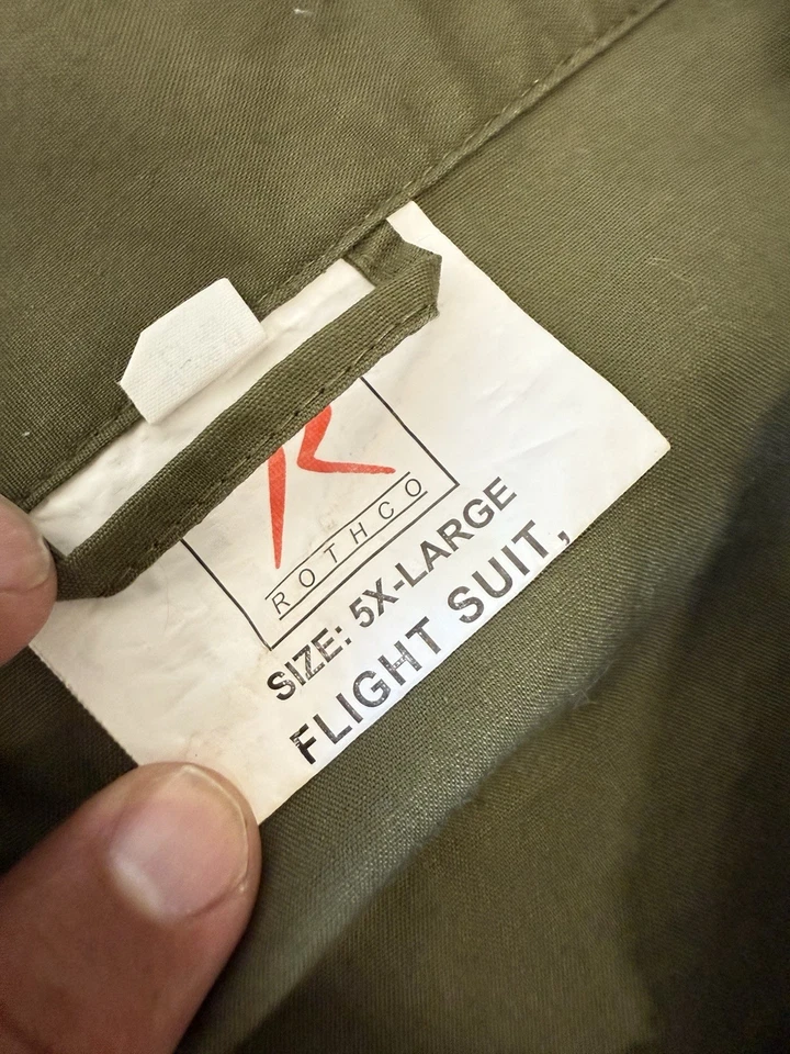 Rothco Intermediate Flight Suit Mens 5XL Green Coveralls Jumpsuit Cotton Poly - Image 3 of 4