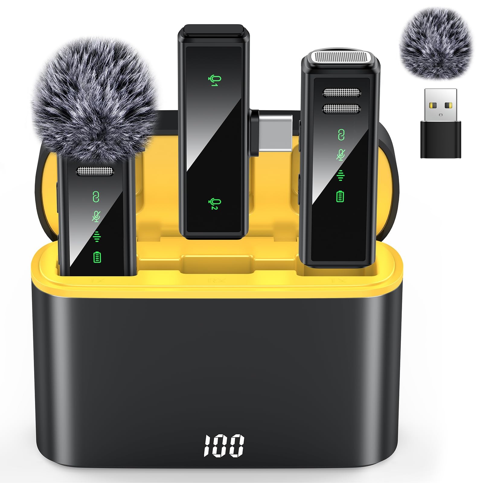 Wireless Lavalier Microphone for iPhone, Android, PC, Laptop