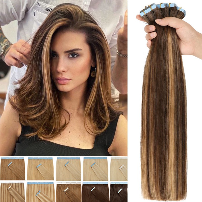 Invisible Tape in Human Hair Extensions Skin Wefts Remy Fashion Style Ombre 60pc