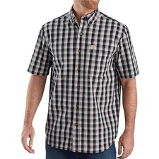 Carhartt Mens Relaxed Fit Plaid Button Down Shirt Large Short Sleeve Classic
