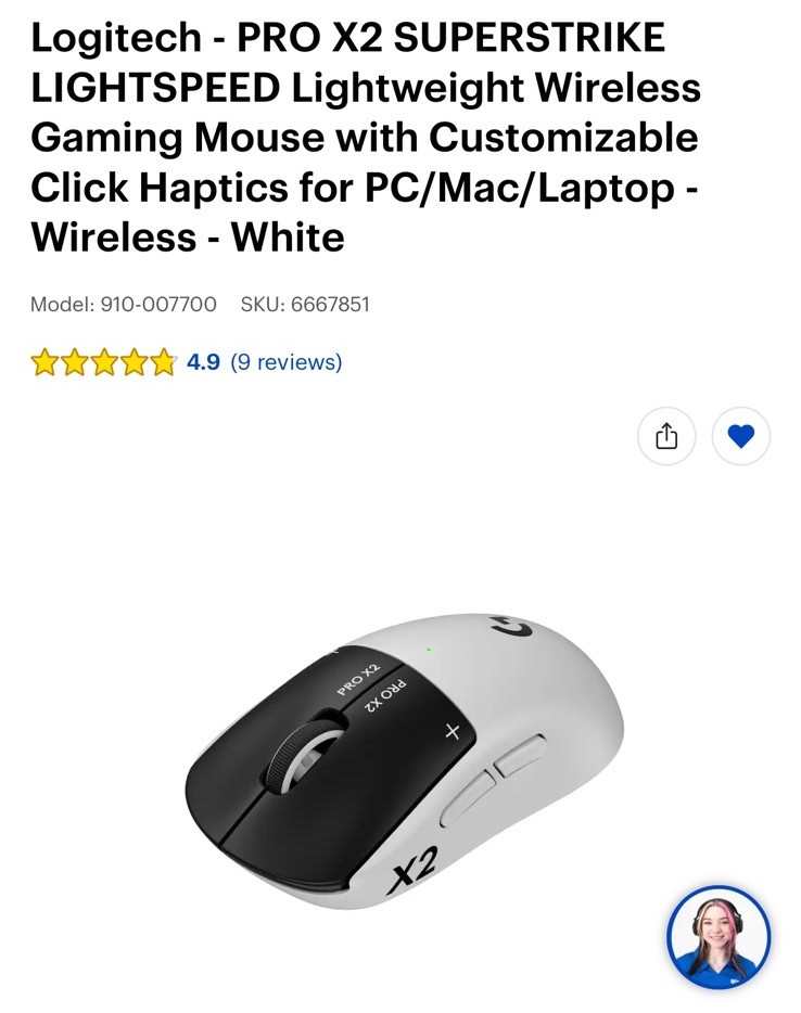 Logitech - PRO X2 SUPERSTRIKE LIGHTSPEED Lightweight Wireless