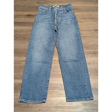 Levis Ribcage Straight Ankle Jeans 26 High Rise Button Fly Medium Wash Blue