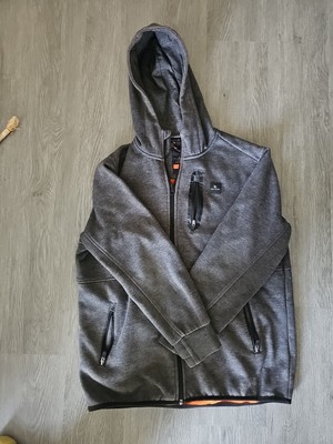 Rip Curl Anti Series Departed Hooded Fleece Zip: Blueish-Grey Orange Sz 14/L